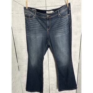 Torrid women’s jeans, medium wash, light distressing luxes slim boot plus size